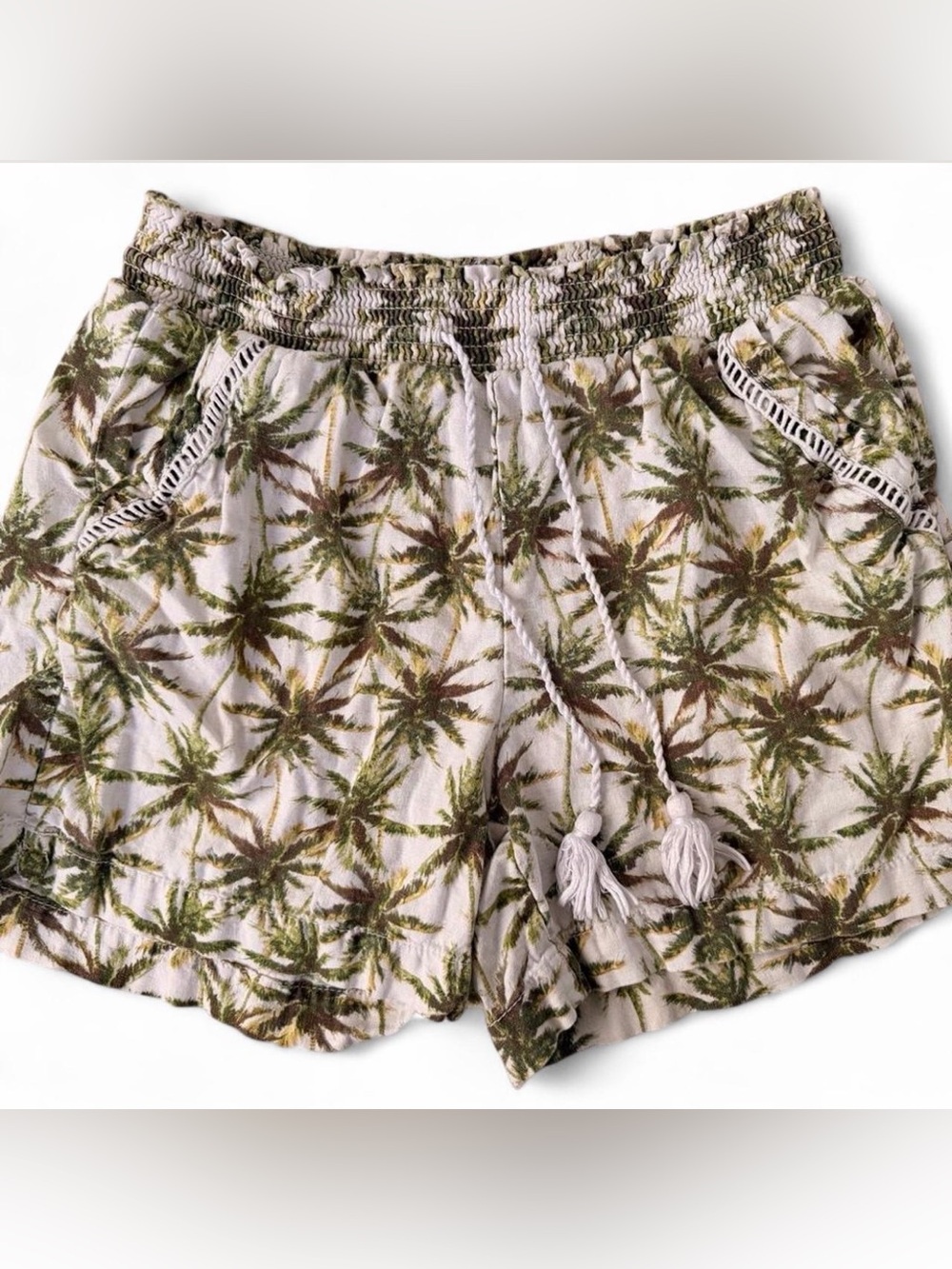 Briggs New York Palm-Print High Waist Shorts - Green/Tan